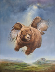 Marlene Stevers 2022 - Flying Bear, 70x50, olieverf op paneel